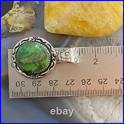 Native American Sterling Silver Round Sonora Gold Turquoise Pendant For Women