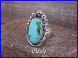 Native American Sterling Silver & Sonoran Turquoise Ring by Benally Size 9