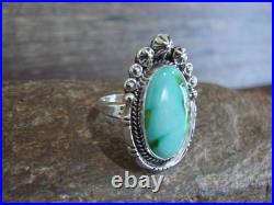 Native American Sterling Silver & Sonoran Turquoise Ring by Benally Size 9