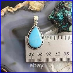 Native American Sterling Silver Teardrop Turquoise #8 Pendant For Women