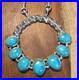 Native American Sterling Silver Turquiose Round Necklace