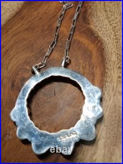 Native American Sterling Silver Turquiose Round Necklace