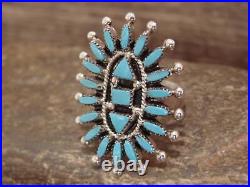 Native American Sterling Silver & Turquoise Cluster Needlepoint Ring Hustit