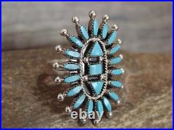 Native American Sterling Silver & Turquoise Cluster Needlepoint Ring Hustit