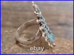 Native American Sterling Silver & Turquoise Cluster Needlepoint Ring Hustit