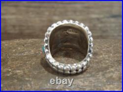 Native American Sterling Silver & Turquoise Cluster Ring by Lonjose Size 6.5