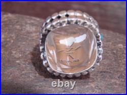 Native American Sterling Silver & Turquoise Cluster Ring by Lonjose Size 6.5