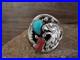 Native American Sterling Silver Turquoise & Coral Eagle Ring by Saunders Si