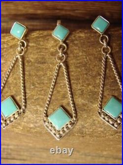 Native American Sterling Silver Turquoise Earrings & Pendant Set
