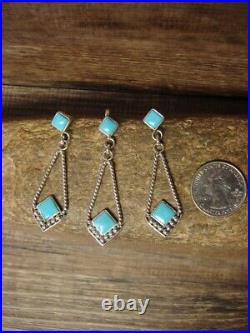 Native American Sterling Silver Turquoise Earrings & Pendant Set