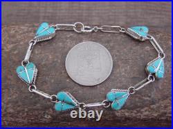 Native American Sterling Silver & Turquoise Heart Link Bracelet by Nastacio