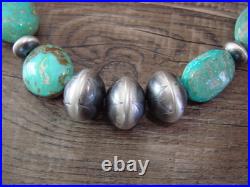 Native American Sterling Silver Turquoise & Navajo Pearl 28 Necklace by John