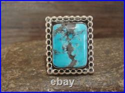 Native American Sterling Silver & Turquoise Square Ring by Yazzie Size 9