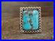 Native American Sterling Silver & Turquoise Square Ring by Yazzie Size 9