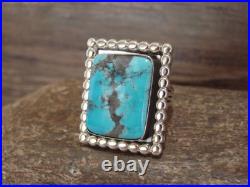 Native American Sterling Silver & Turquoise Square Ring by Yazzie Size 9