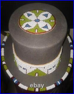 Native American Style Beaded Felt Top Hat