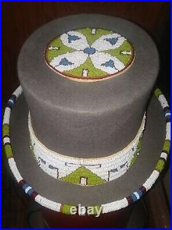 Native American Style Beaded Felt Top Hat