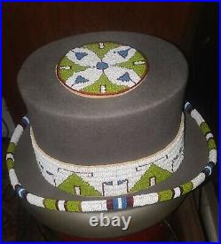 Native American Style Beaded Felt Top Hat