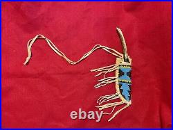 Native American Style Beaded Sheath Damascus Steel Knife Antler Handle Handmade