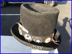 Native American Style Beaded Top Hat Felt w Bead Work Dorfman Pacific Stictim