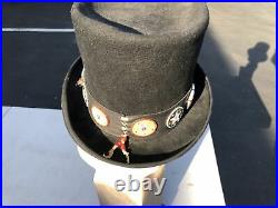 Native American Style Beaded Top Hat Felt w Bead Work Dorfman Pacific Stictim