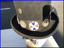 Native American Style Beaded Top Hat Felt w Bead Work Dorfman Pacific Stictim