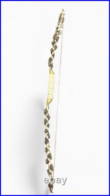 Native American Style Curved Wood Fur Bow Beaded Hide Wrap Handle Decorative