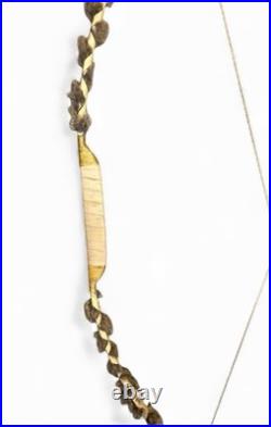 Native American Style Curved Wood Fur Bow Beaded Hide Wrap Handle Decorative