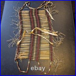 Native American Style Handmade 40 Row WHITE Hair Pipe Red Beaded BREASTPLATE