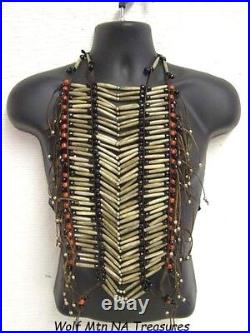 Native American Style Handmade Regalia Antiqued Hairpipe Red Beaded BREASTPLATE