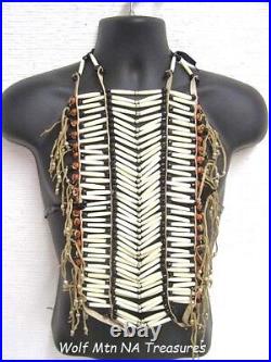 Native American Style Handmade Regalia White Hairpipe Red Beads BREASTPLATE