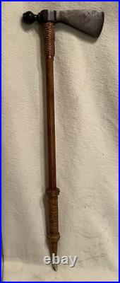 Native American Style Pipe Tomahawk with Iron Head Leather-Wrapped Grip, Horn Tip