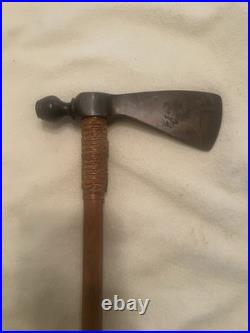 Native American Style Pipe Tomahawk with Iron Head Leather-Wrapped Grip, Horn Tip