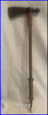 Native American Style Pipe Tomahawk with Iron Head Leather-Wrapped Grip, Horn Tip