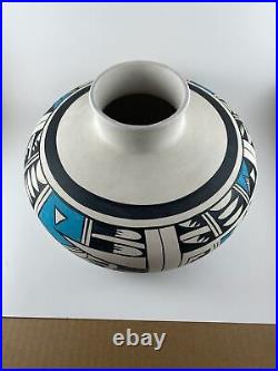 Native American Style Southwestern Art Pottery Jar Jug Vase Signed 10 Diameter