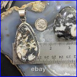 Native American Teardrop White Buffalo Sterling Silver Unisex Pendant