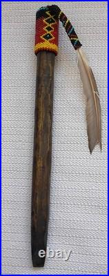 Native American Tribal Beaded Flute Vintage Handmade 13