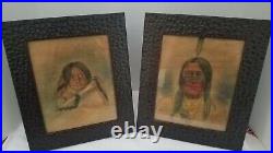 Native American Two Strike Sioux Lacota Chief Original painting On Tree Bark