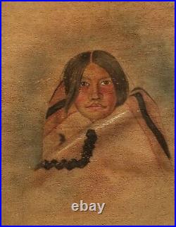 Native American Two Strike Sioux Lacota Chief Original painting On Tree Bark