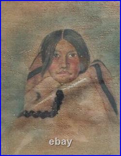 Native American Two Strike Sioux Lacota Chief Original painting On Tree Bark