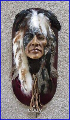 Native American Warrior Wall Plaque Shaman, Medicine Man, Handmade