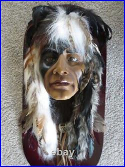 Native American Warrior Wall Plaque Shaman, Medicine Man, Handmade