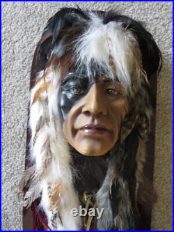 Native American Warrior Wall Plaque Shaman, Medicine Man, Handmade
