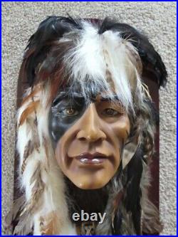 Native American Warrior Wall Plaque Shaman, Medicine Man, Handmade