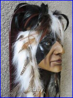 Native American Warrior Wall Plaque Shaman, Medicine Man, Handmade