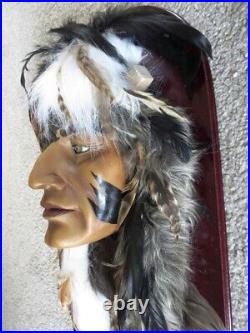 Native American Warrior Wall Plaque Shaman, Medicine Man, Handmade