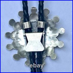 Native American Western Zuni Signed Bolo Pauline Lonjose VTG Sterling Silver MOP