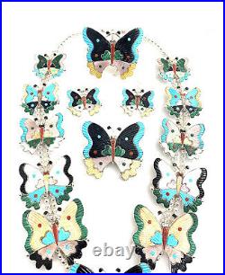 Native American Zuni Handmade Multicolor Butterfly Necklce Set
