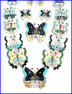 Native American Zuni Handmade Multicolor Butterfly Necklce Set