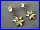 Native American Zuni Multi-Stone Zia Sunface Star Inlay Sterling Silver Earrings